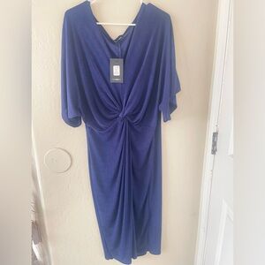 Elegant Blue Draped Dress